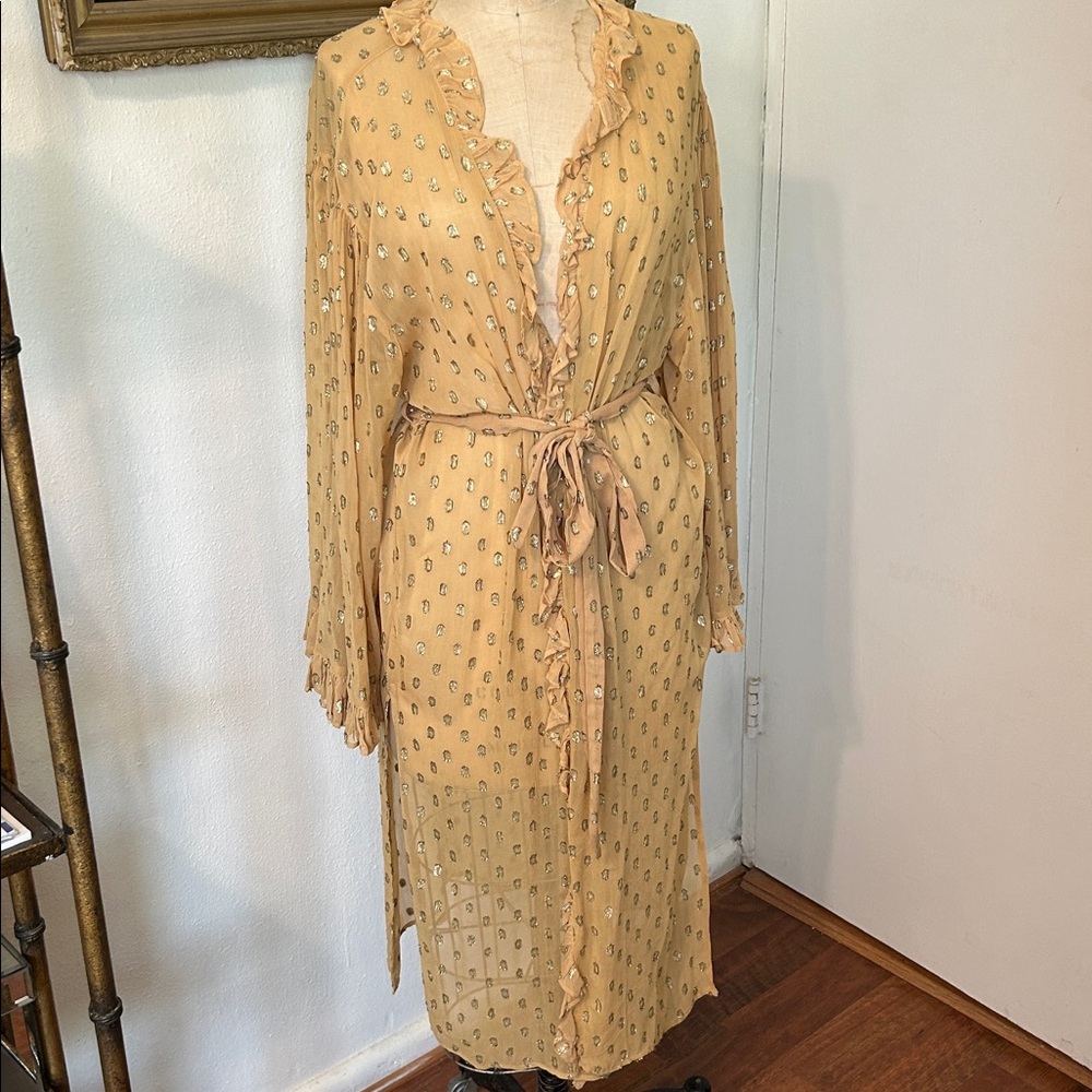 Anthropologie Elizabeth Gillett Yellow Gold Long Sleeve Duster